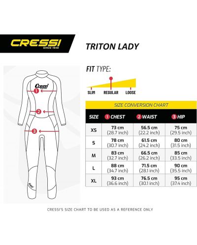 Дамски неопренов костюм Cressi - Triton Lady, 1.5 mm , черен/оранжев - 9