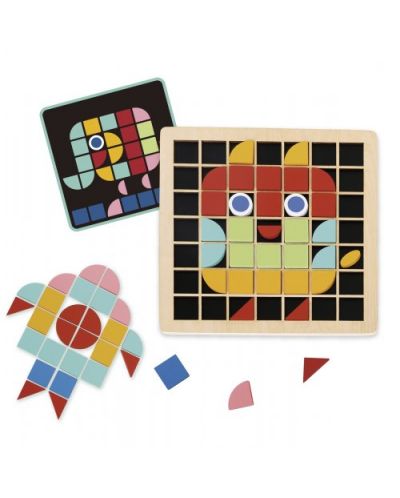 Дървена детска мозайка Tooky Toy - Цветни форми 4 в 1 - 2