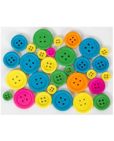 Дървени копчета Fandy -  цветни, 30 броя, микс - 1