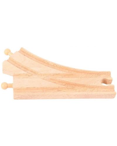 Дървен комплект Bigjigs - Криви, разклоняващи се релси, 2 броя - 2