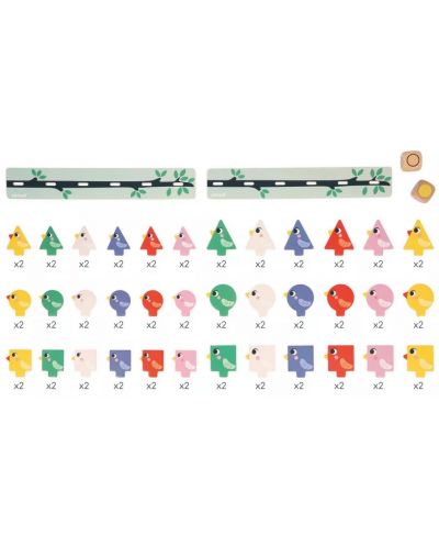 Дървена игра за сортиране Janod - Форми, размери и цветове, Птици - 8