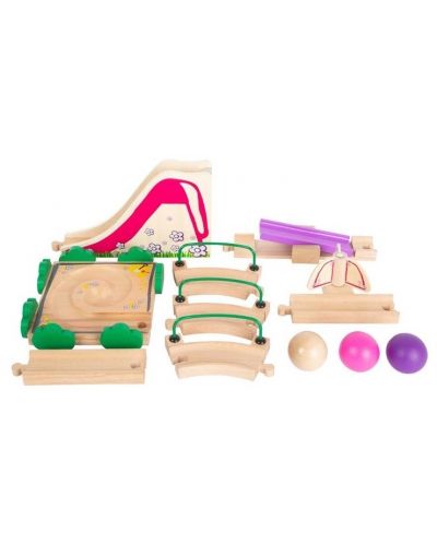 Дървен комплект Small Foot - Писта с топчета/Детска площадка - 1
