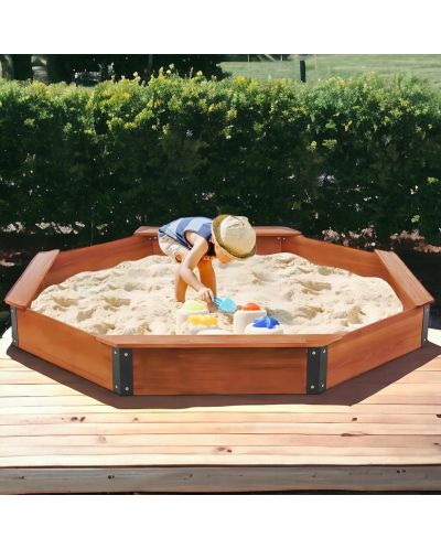 Дървен детски пясъчник с покривало Ginger Home - Octagon - 3