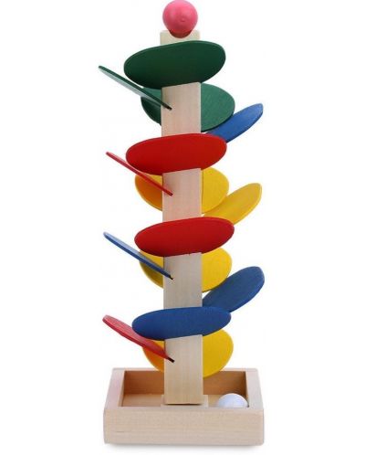 Дървена играчка Smart Baby - Кула с падащи топчета - 1