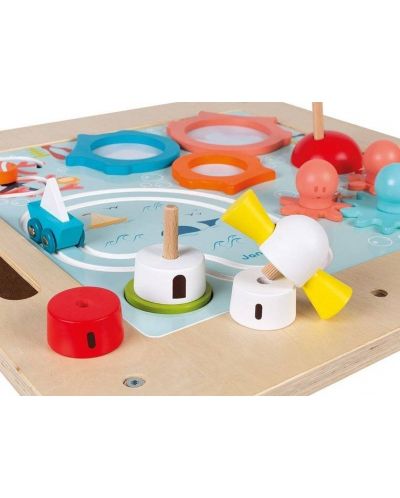 Дървена играчка Janod - Регулируема маса със зони за игра, Морски свят - 5