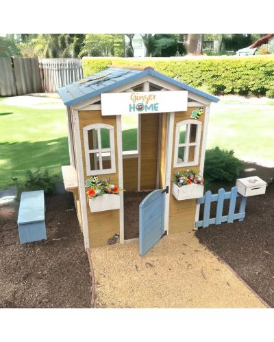 Дървена детска къща Ginger Home - Бяло-синя - 9