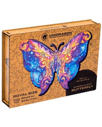 Дървен пъзел Unidragon от 700 части - Пеперуда (размер RS) - 1