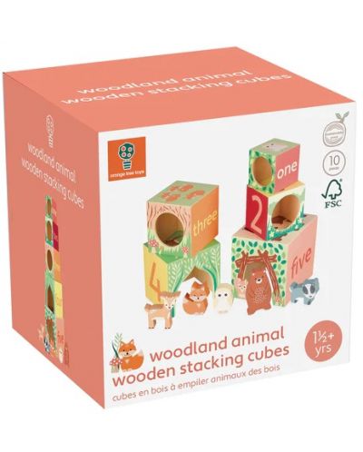 Дървени кубчета Orange Tree Toys - Горски животни - 5