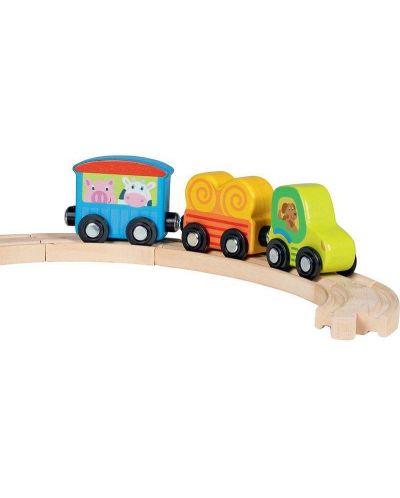 Дървена играчка Goki - Тракторче с ремарке, с магнитно свързване - 2