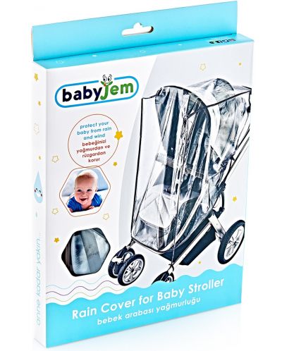 Дъждобран за бебешка количка BabyJem - Прозрачен, 66 x 96 cm - 2