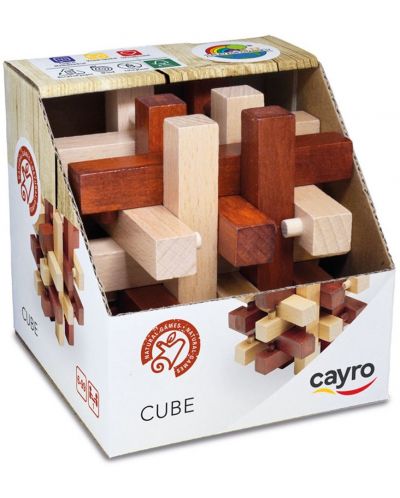 Дървен логически пъзел-главоблъсканица Cayro - Куб - 1