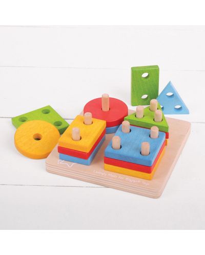 Дървена играчка за сортиране Bigjigs - С геометрични фигури - 2