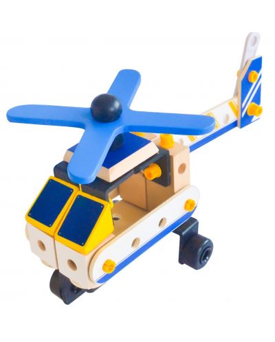 Дървен конструктор Acool - Хеликоптер, с болтчета и гайки - 1