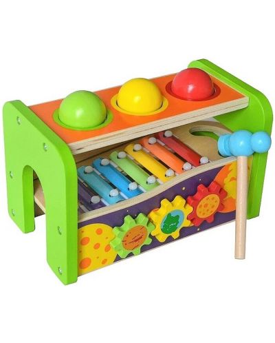Дървен ксилофон Acool Toy - С топчета и чукче - 2
