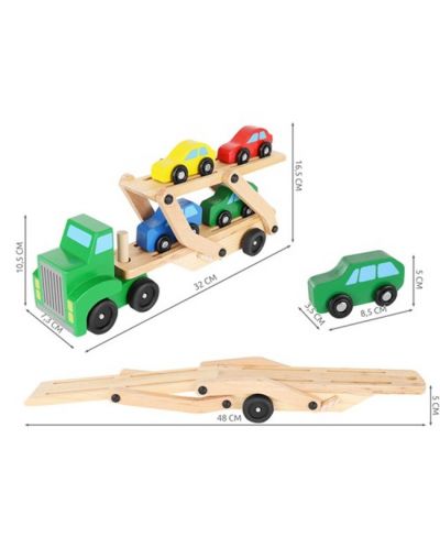 Дървена играчка Kruzzel - Автовоз с колички - 2