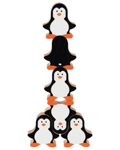Дървена игра за баланс Goki - Пингвини - 4