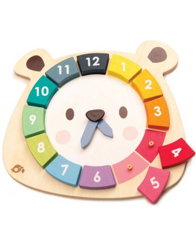 Дървена играчка Tender Leaf Toys - Образователен часовник Мече - 1