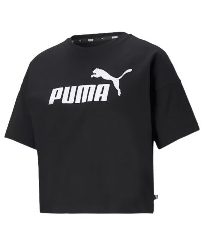 Дамска тениска Puma - Essentials Logo Cropped Tee , черна - 1