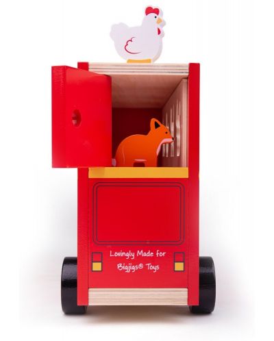 Дървена играчка за сортиране Bigjigs - Автобус с животинчета - 3