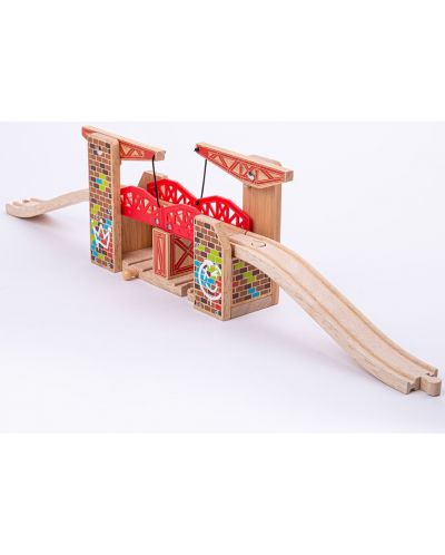 Дървена играчка Bigjigs - Двоен вдигащ се мост - 2