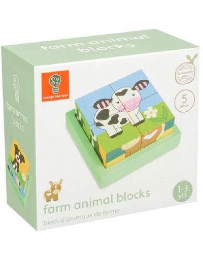 Дървени кубчета Orange Tree Toys - Животните от фермата - 1