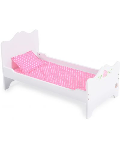 Дървено легло за кукла Moni Toys - B019, бяло  - 1