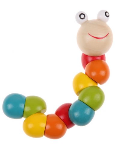 Дървена играчка Smart Baby - Цветно червейче - 3