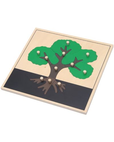 Дървен пъзел Smart Baby - Дърво Монтесори, 11 части - 1