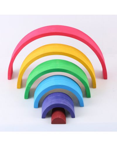Дървен игрален комплект Smart Baby - Цветна дъга, 12 части - 7