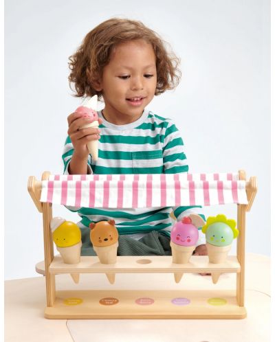 Дървена играчка Tender Leaf Toys - Щанд за сладолед, усмивки и фунийки - 2