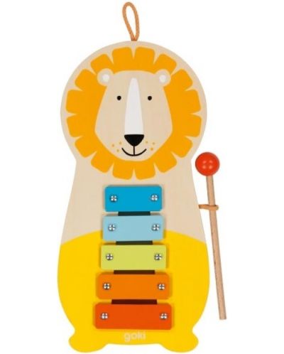 Дървен ксилофон Goki - Лъв, с 5 тона - 1