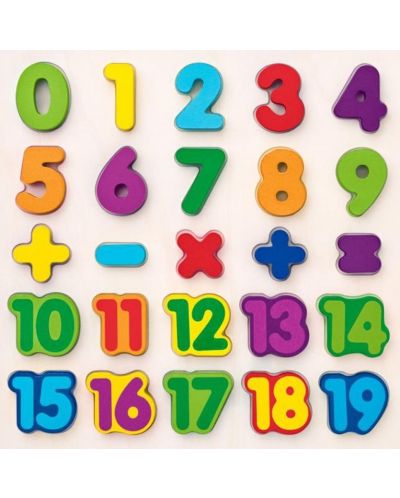 Дървен пъзел Woody - Числата от 1 до 20 и аритметичните знаци - 1