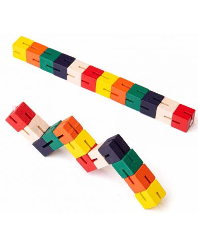 Дървена играчка Bigjigs - Змия от цветни блокчета - 2