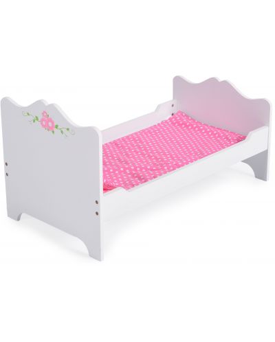 Дървено легло за кукла Moni Toys - B019, бяло  - 4