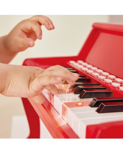 Дървено електронно пиано със столче Hape, червено - 4