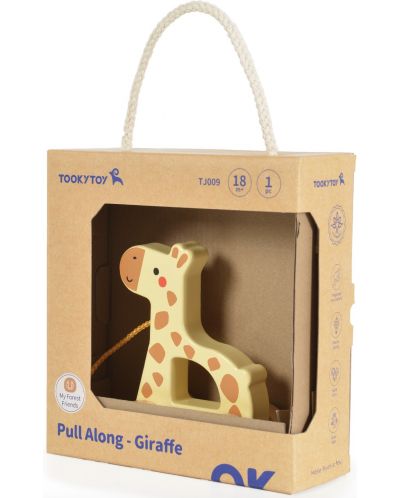 Дървена играчка за дърпане Tooky Toy - Жирафче - 4