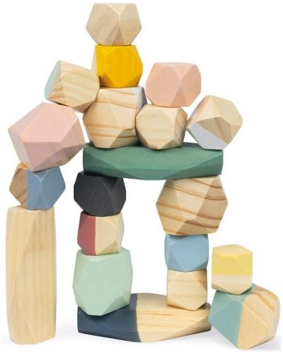 Дървен конструктор Janod - Sweet Cocoon, 20 части във формата на камък - 2