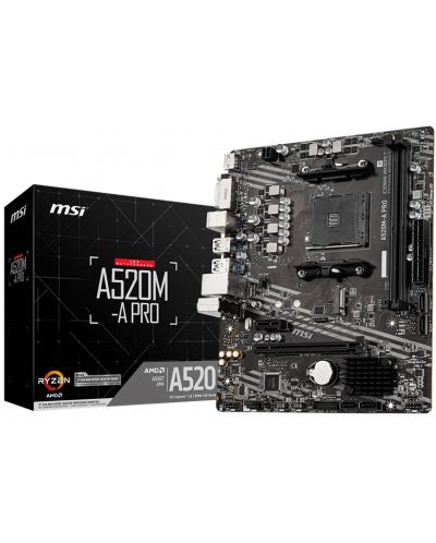 Дънна платка MSI - A520M PRO, AM4 - 1