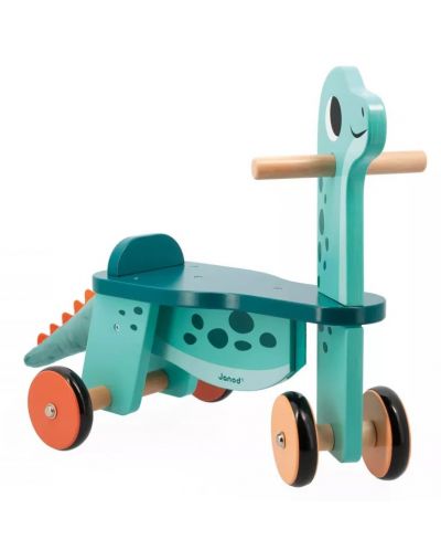 Дървена играчка за яздене Janod - Динозавър - 2