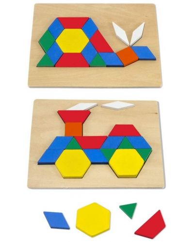 Дървена мозайка с шаблони Melissa & Doug - Геометрични фигури - 4