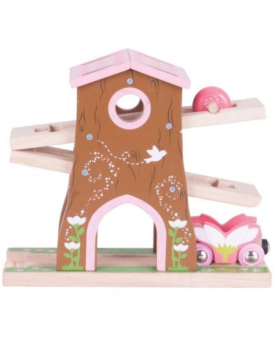Дървена играчка Bigjigs  - Къща на дървото с релси - 1