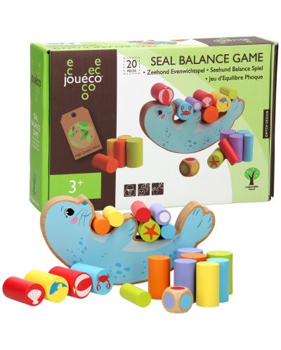 Дървена игра за баланс Joueco - Тюлен - 1