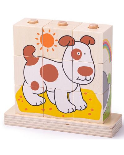 Дървени кубчета за нанизване Bigjigs - Животни - 4