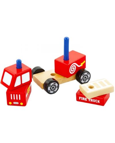 Дървена играчка за нанизване Viga - Пожарна кола - 2