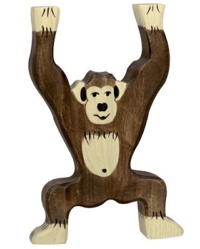 Дървена фигурка Holztiger - Стоящо шимпанзе - 1