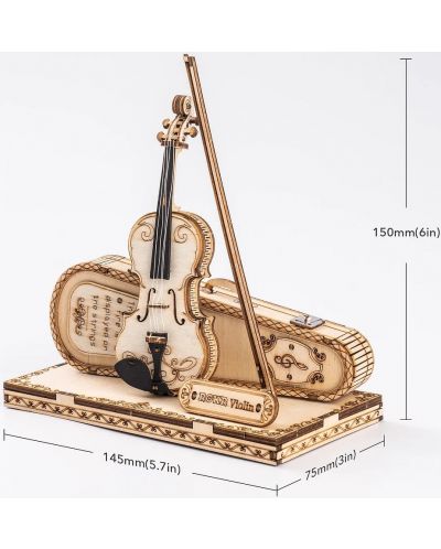 Дървен 3D пъзел Robo Time от 62 части - Цигулка - 2