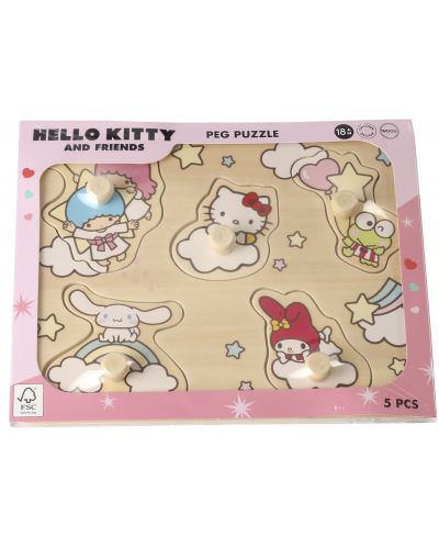 Дървен пъзел с дръжки Micki - Hello Kitty, 5 части - 3