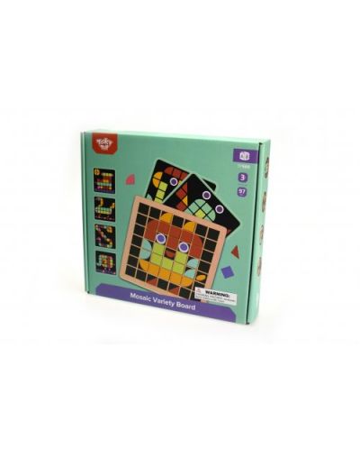 Дървена детска мозайка Tooky Toy - Цветни форми 4 в 1 - 1