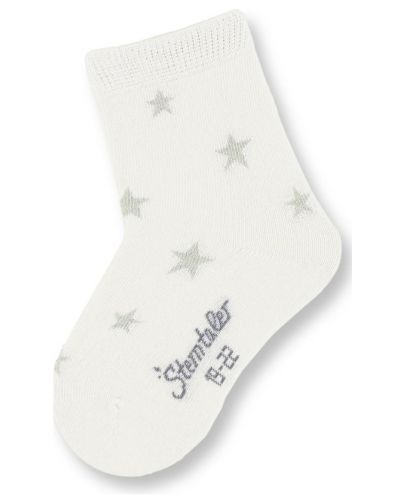 Детски чорапи Sterntaler - На звездички, 15/16 размер, 4-6 месеца, бели - 1