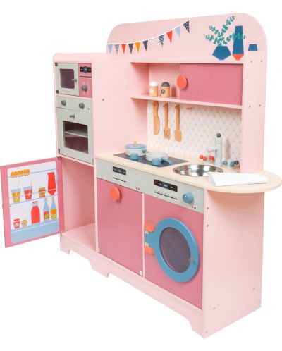 Детска кухня за игра Small Foot - розова, с аксесоари - 2